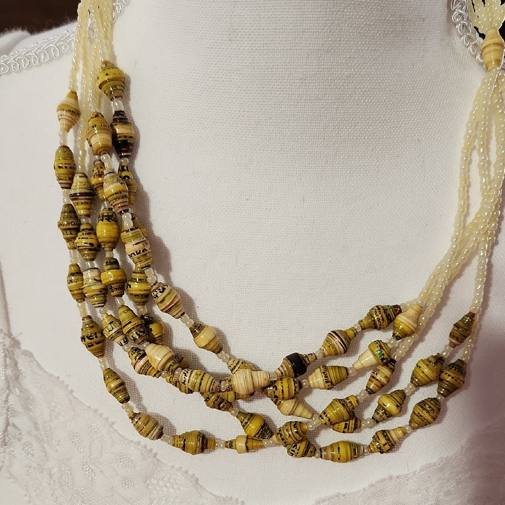 TENG YUE 5 LAYER Pearl Elegant Yellow Beaded Necklace